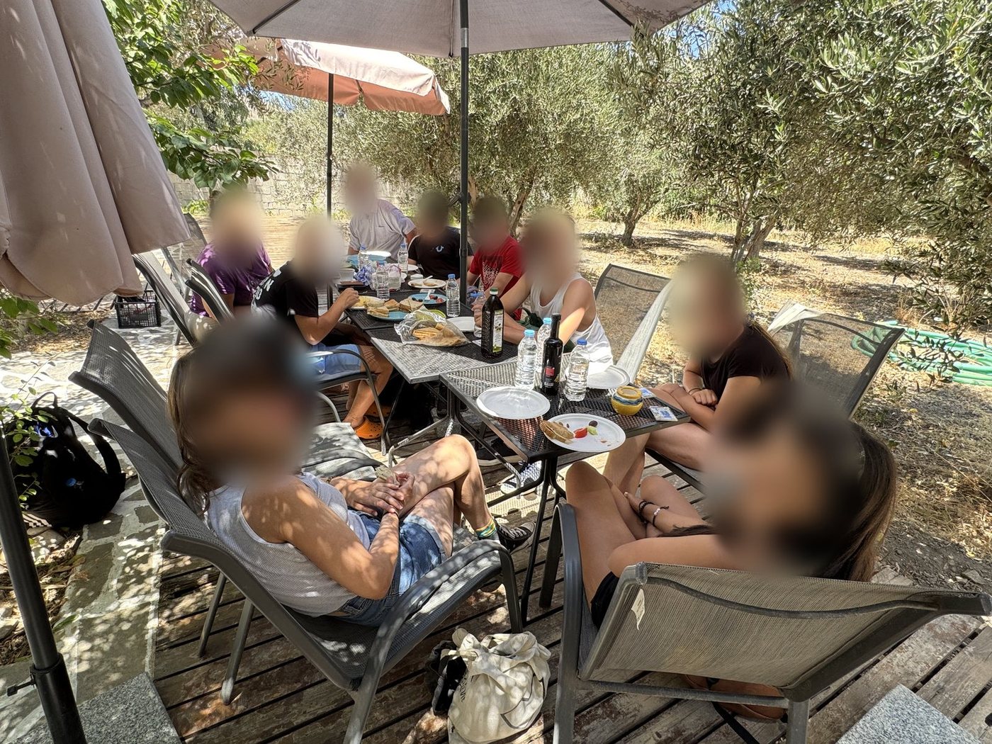 Almoço demorado à sombra das oliveiras, em Naxos