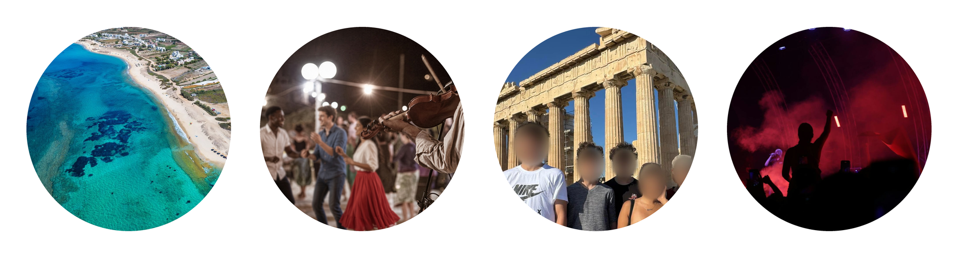 Diversão na ilha e cultura na cidade: uma praia de Naxos, a festa de Santa Marina, a Acrópole e um show em Atenas
